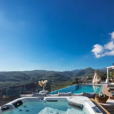 빌라 Argyrie Villas, Luxury, Amazing Sea View, Heated Pool Kallergiana